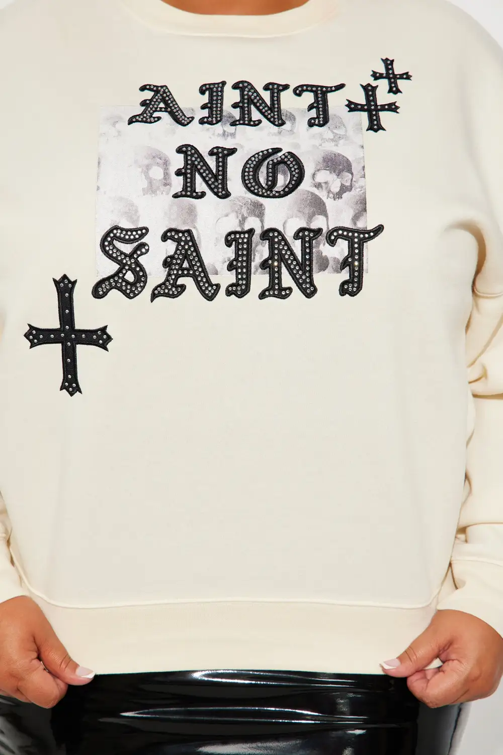 Ain't No Saint Crew Neck Sweatshirt - Sand