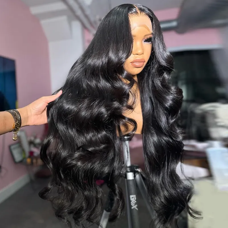 Affordable #1 Jet Black Body Wave Wig 13x6 Lace Front Human Hair Wigs Sterly Hair