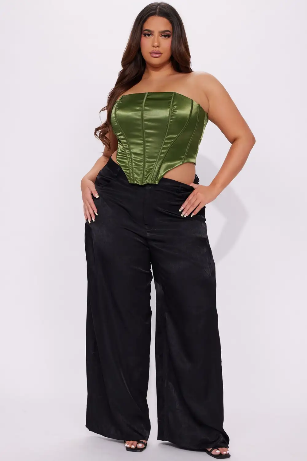 Happily Ever After Satin Corset Top - Olive