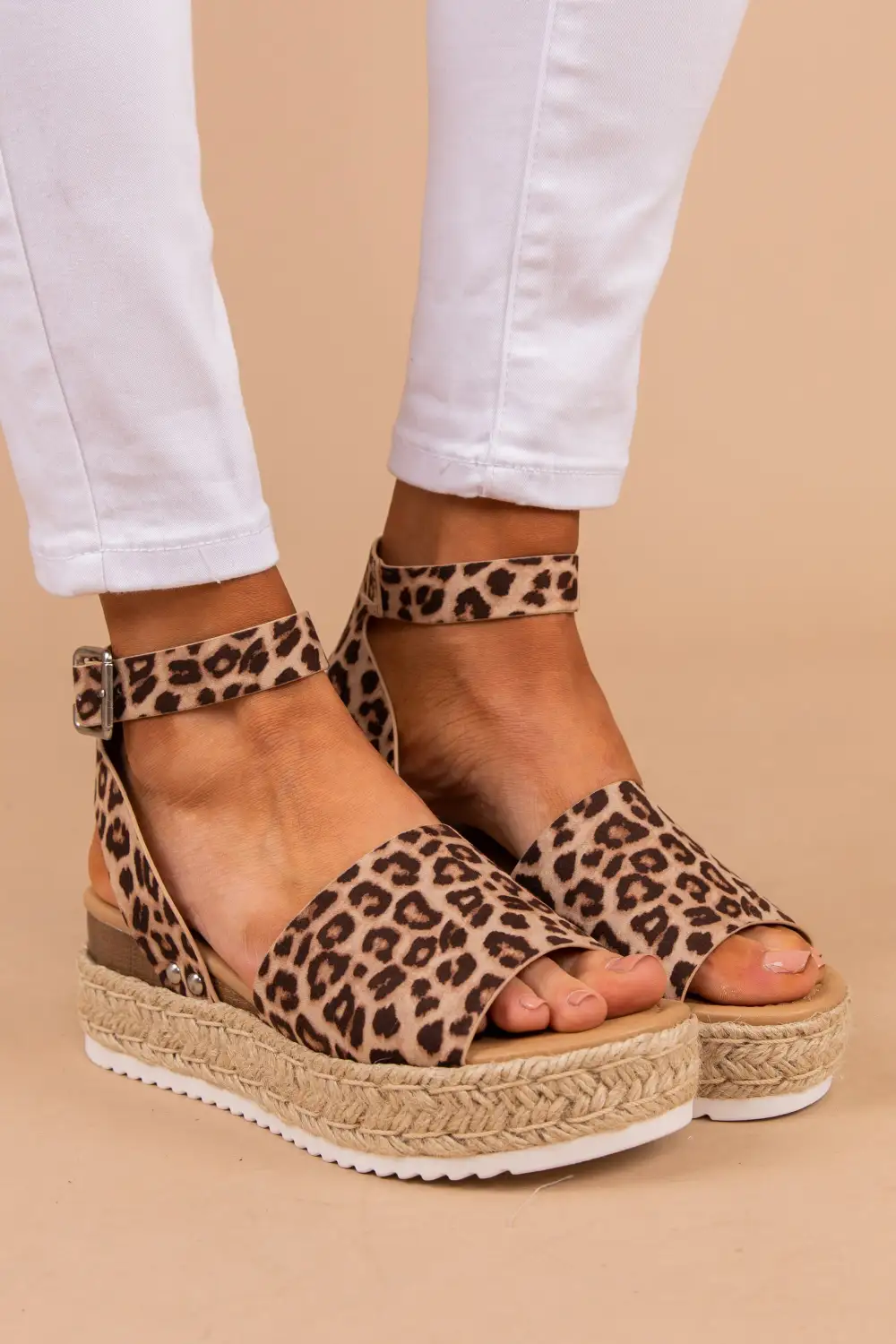 On Display Brown Leopard Espadrille Sandals