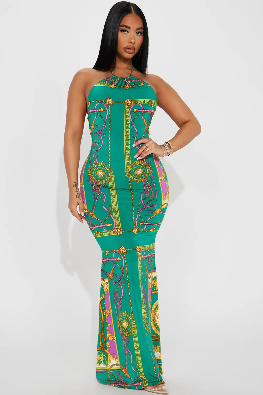 Jenni Maxi Dress - Green/combo