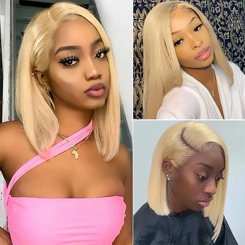 #613 Blonde Straight Bob Wig 7x6  Human Hair Wigs