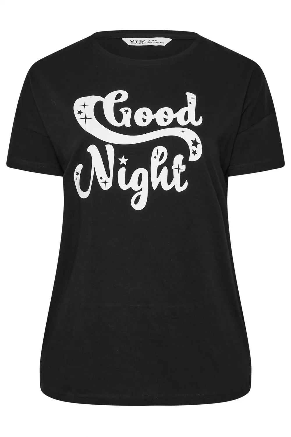 YOURS Curve Black 'Good Night' Slogan Pyjama Top