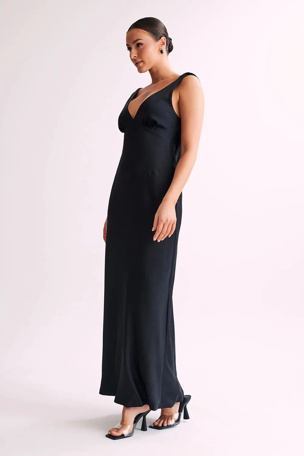 Maxi Satin Dress With Back Cowl