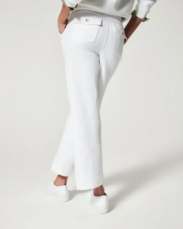 Stretch Twill Cropped Wide Leg Pant