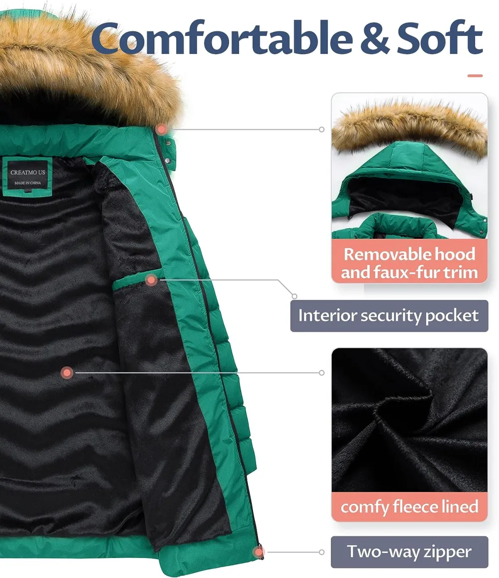 US Women's Winter Hooded Coat Waterproof Warm Long Puffer Jacket Parka