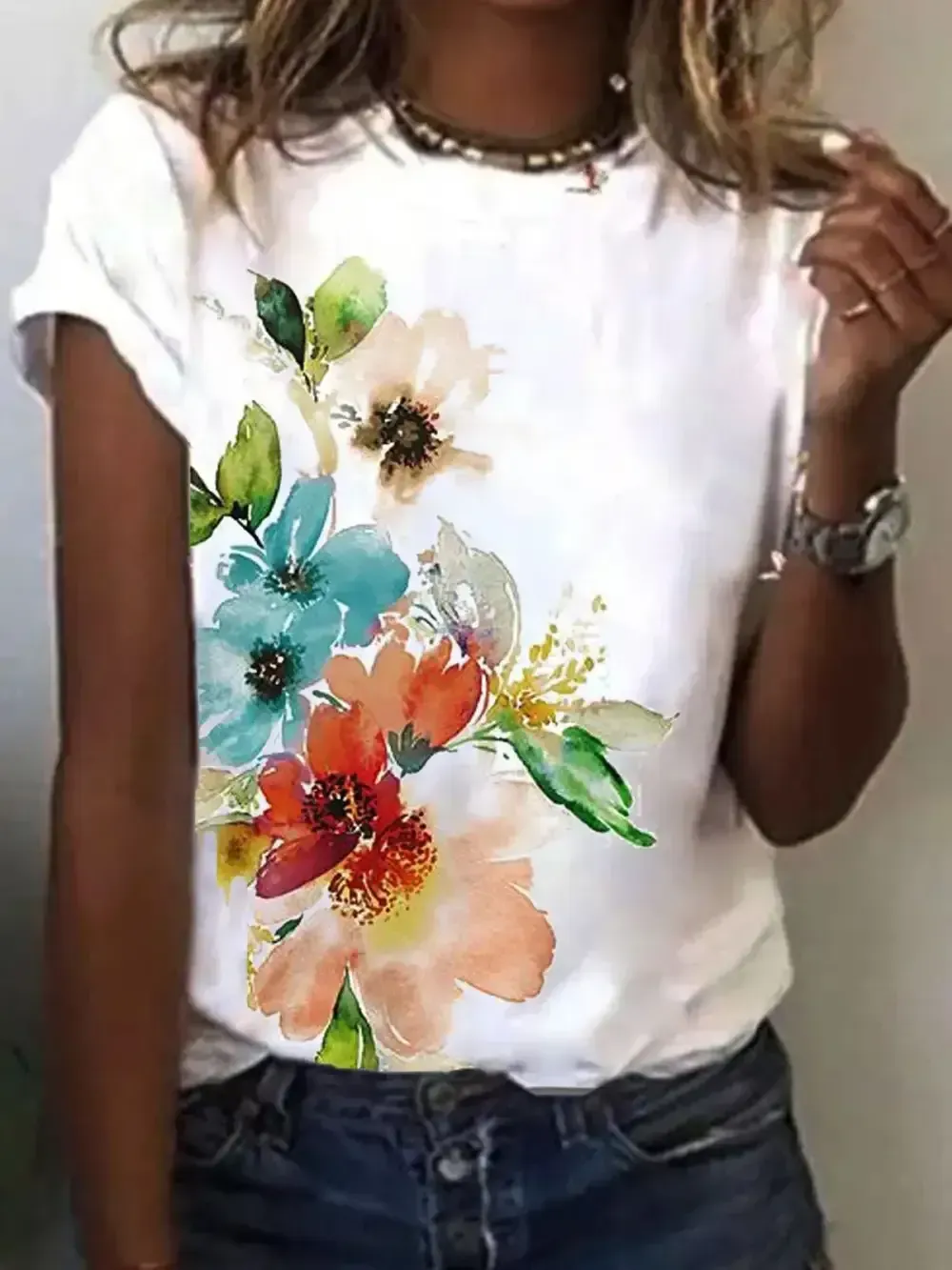 Printed Short Sleeve T-shirt Top