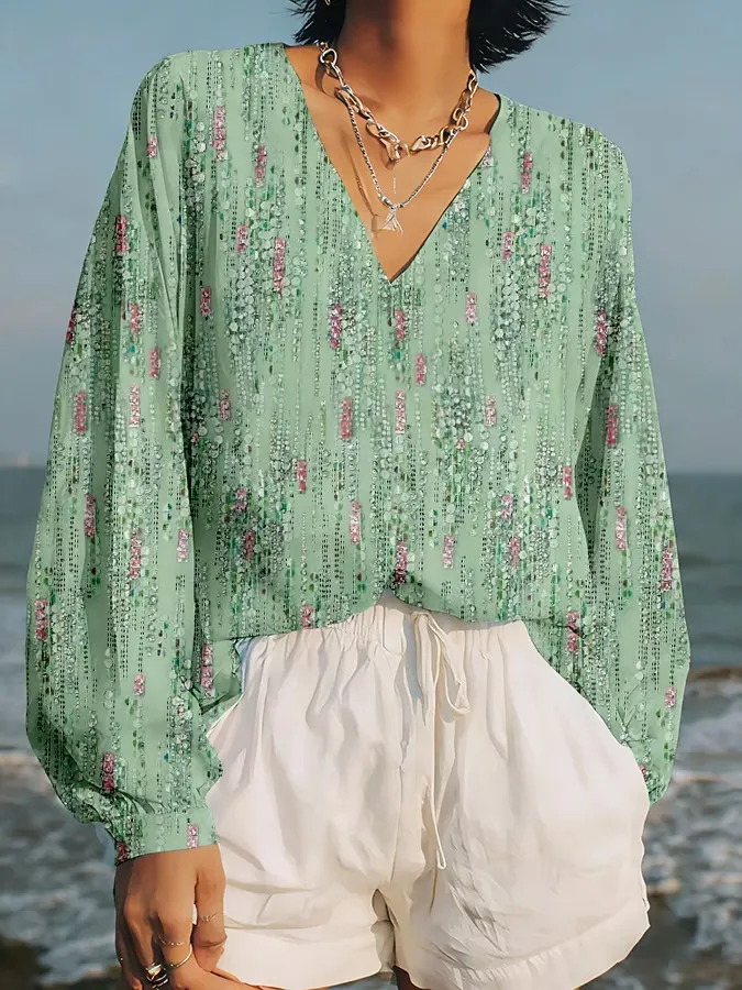 Women's Vintage Print Art Shirt