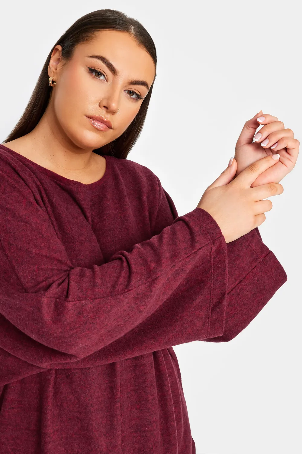 YOURS Curve Deep Red Front Seam Soft Touch Jumper