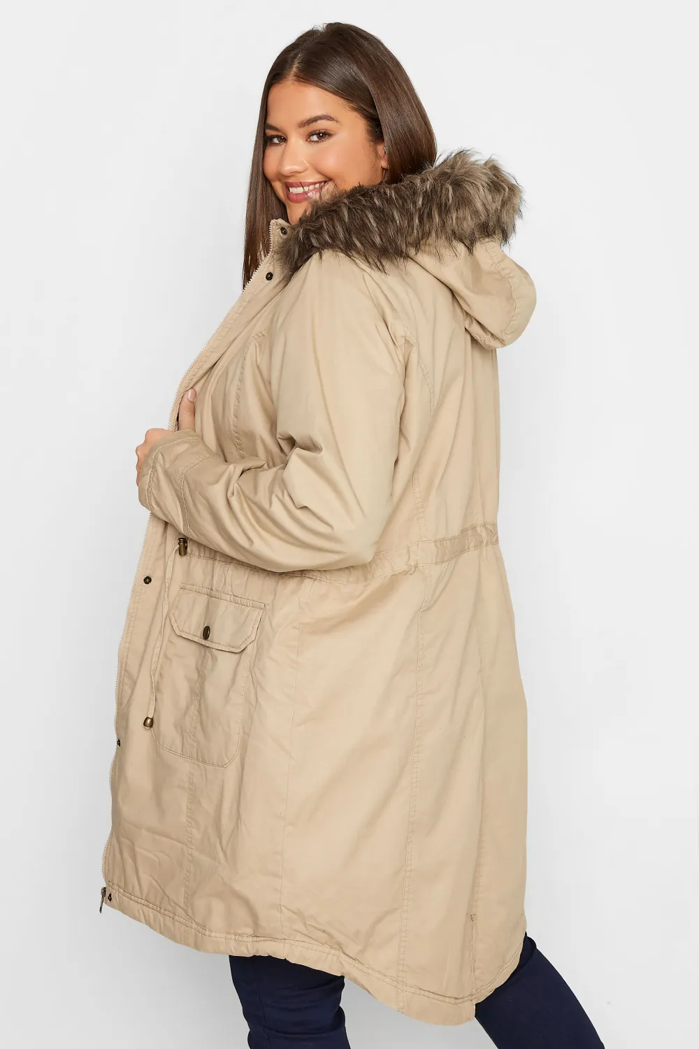 LTS Tall Beige Brown Maternity Parka