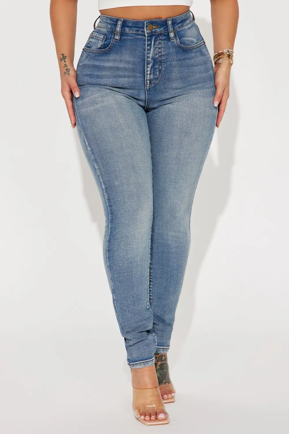 Gemma High Rise Stretch Skinny Jeans - Vintage Wash