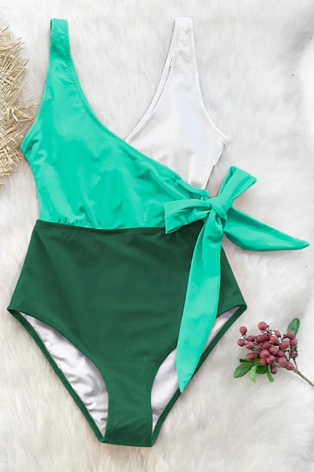 High-waisted floral print beach swimsuit