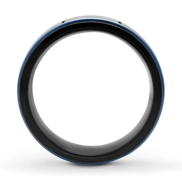 Men's Wedding Band Black/Blue Ion-Plated Stainless Steel 8mm