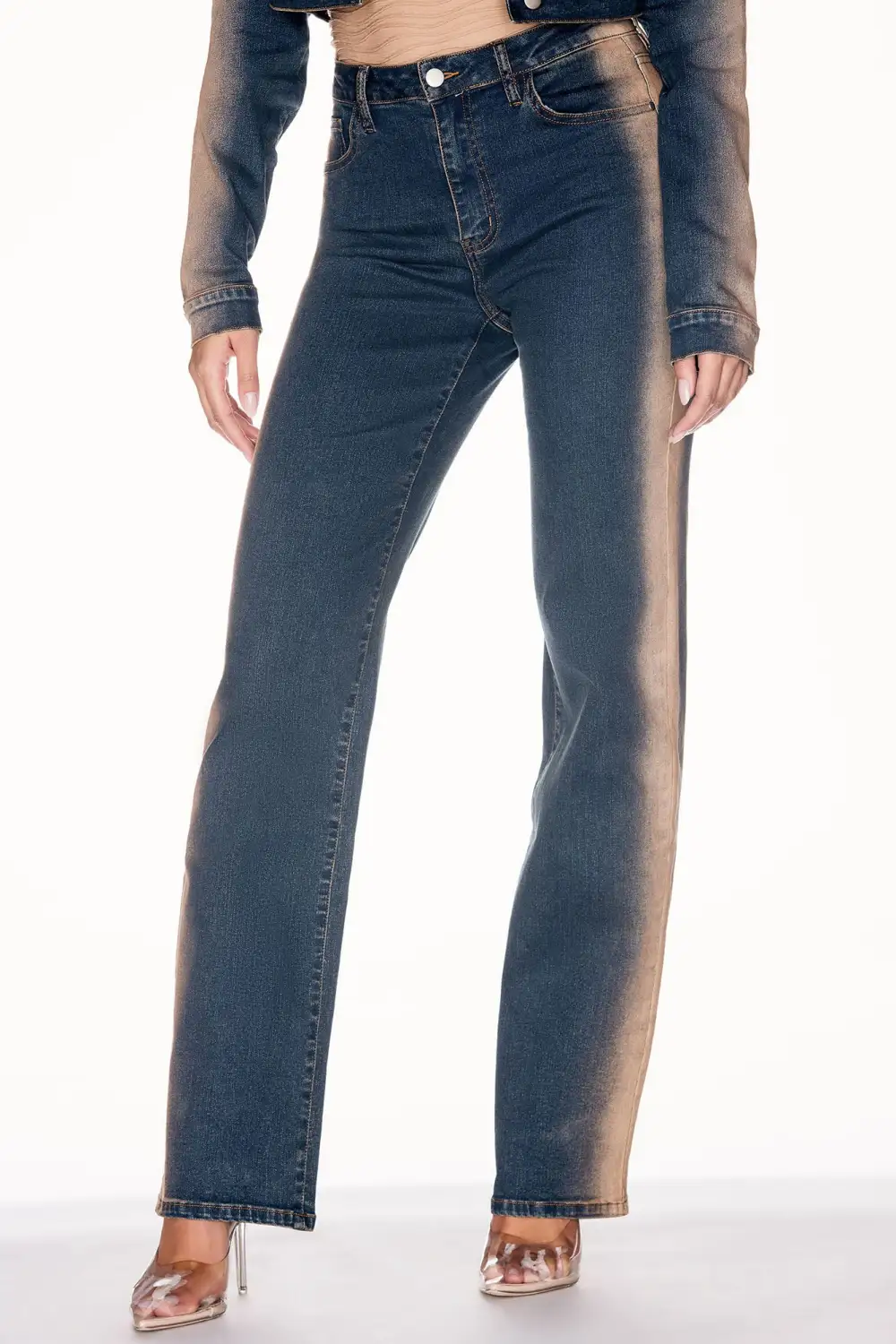 Sand Storm Tinted Stretch Straight Leg Jeans - Dark Wash