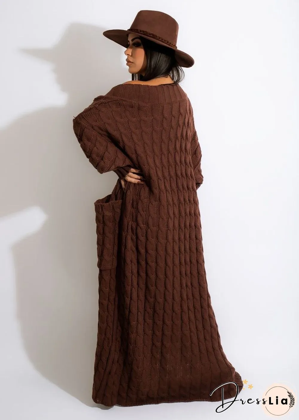 Winter Crochet Loose Long Twist Sweater Cardigan