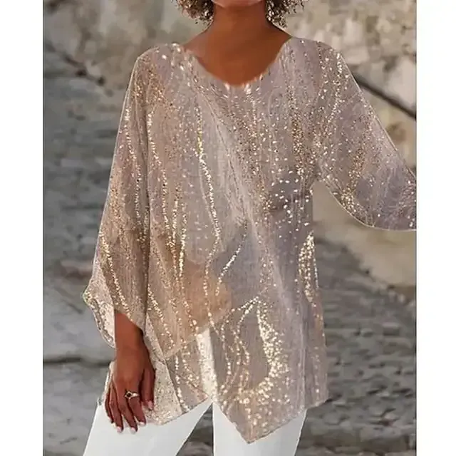 Women's Shirt Blouse Tunic White Red Blue Graphic Floral Asymmetric Print Long Sleeve