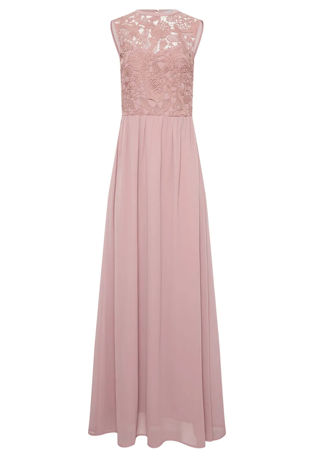 LTS Tall Blush Pink Lace Chiffon Maxi Dress