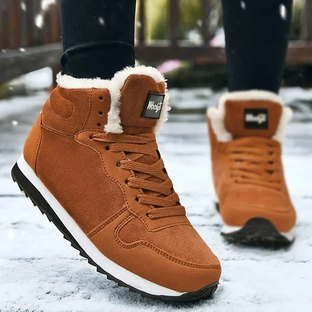 Women's Sneakers Boots Snow Boots Plus Size Comfort Shoes Outdoor Work Daily Flat Heel Round Toe Fashion Sporty Classic Running Walking Faux Suede Lace-up Solid Color