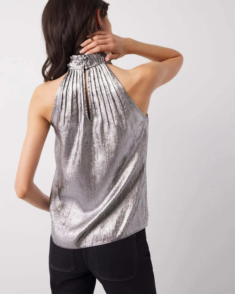 Halter Pleated Shell Top