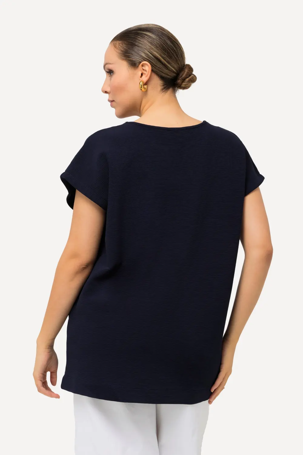 Sweatshirt Wellenstruktur Tunika-Ausschnitt Halbarm