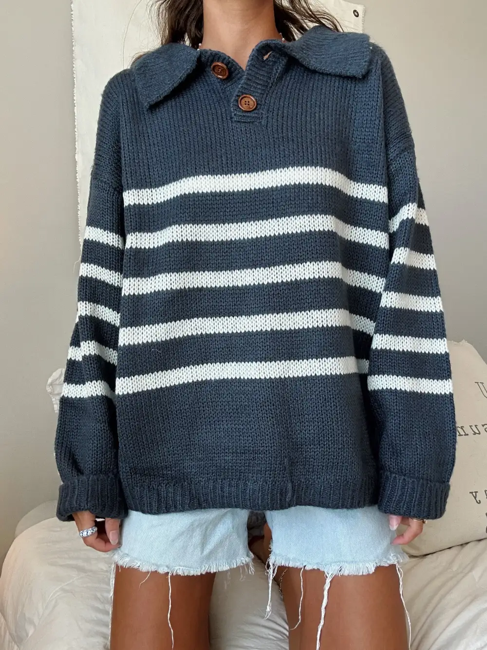 NAVY COASTAL STRIPED SWEATER