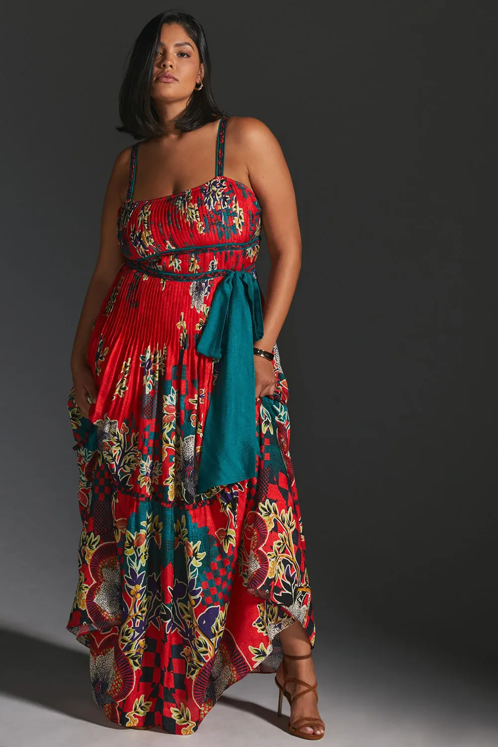 Bhanuni by Jyoti Pleated Floral Midi Dress