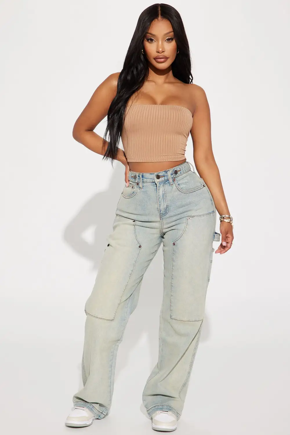 Masha Double Lined Ribbed Tube Top - Taupe