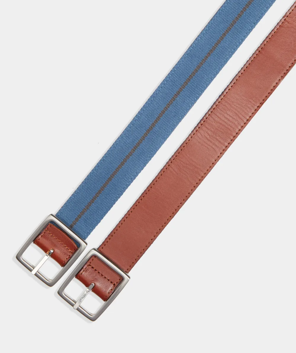 Leather & Webbing Reversible Belt