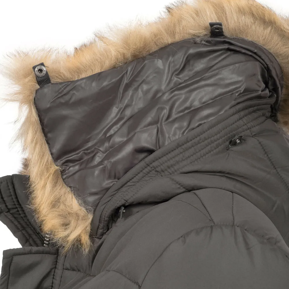Fashion ladies parka coat with fur collar L