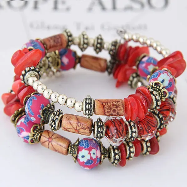 Wisherryy Bohemian Shell Clay Bracelet