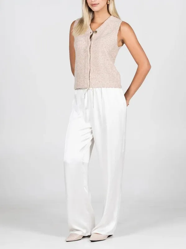Straight Leg Satin Pull-On Pant