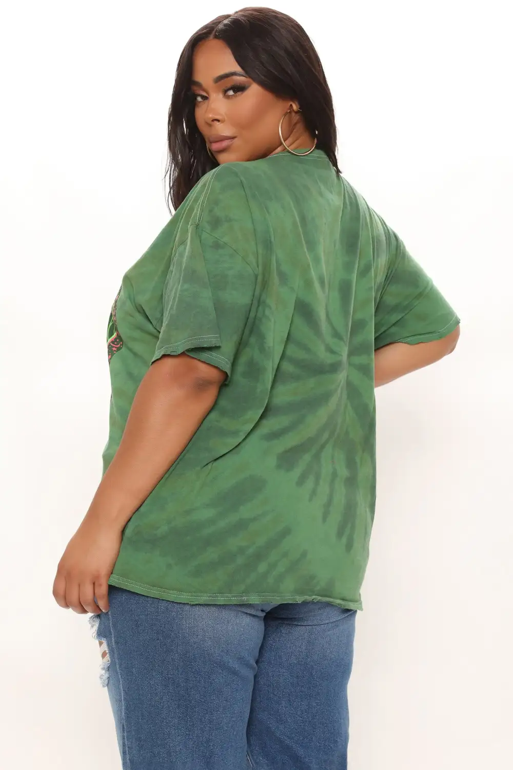 Pink Floyd Distressed Oversized Tie Dye Top - Green