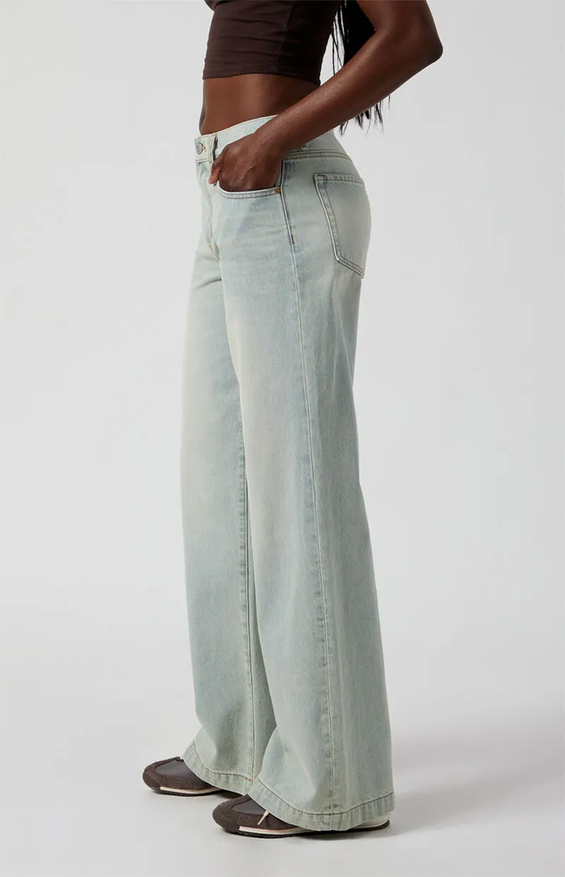 PacSun Lena Low Rise Super Baggy Jeans Light Indigo Acid Wash