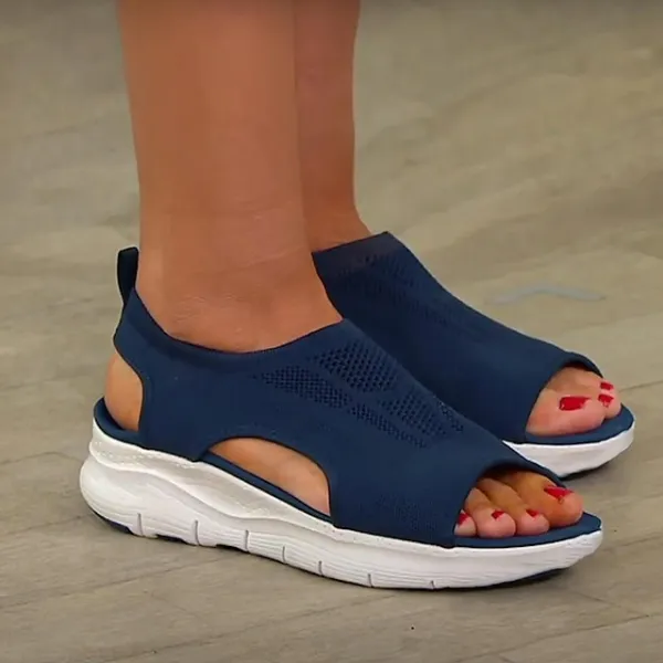 Women's Sandals Platform Sandals Plus Size Outdoor Beach Flat Heel Casual Minimalism Tissage Volant Loafer Solid Color Light Pink Black Blue