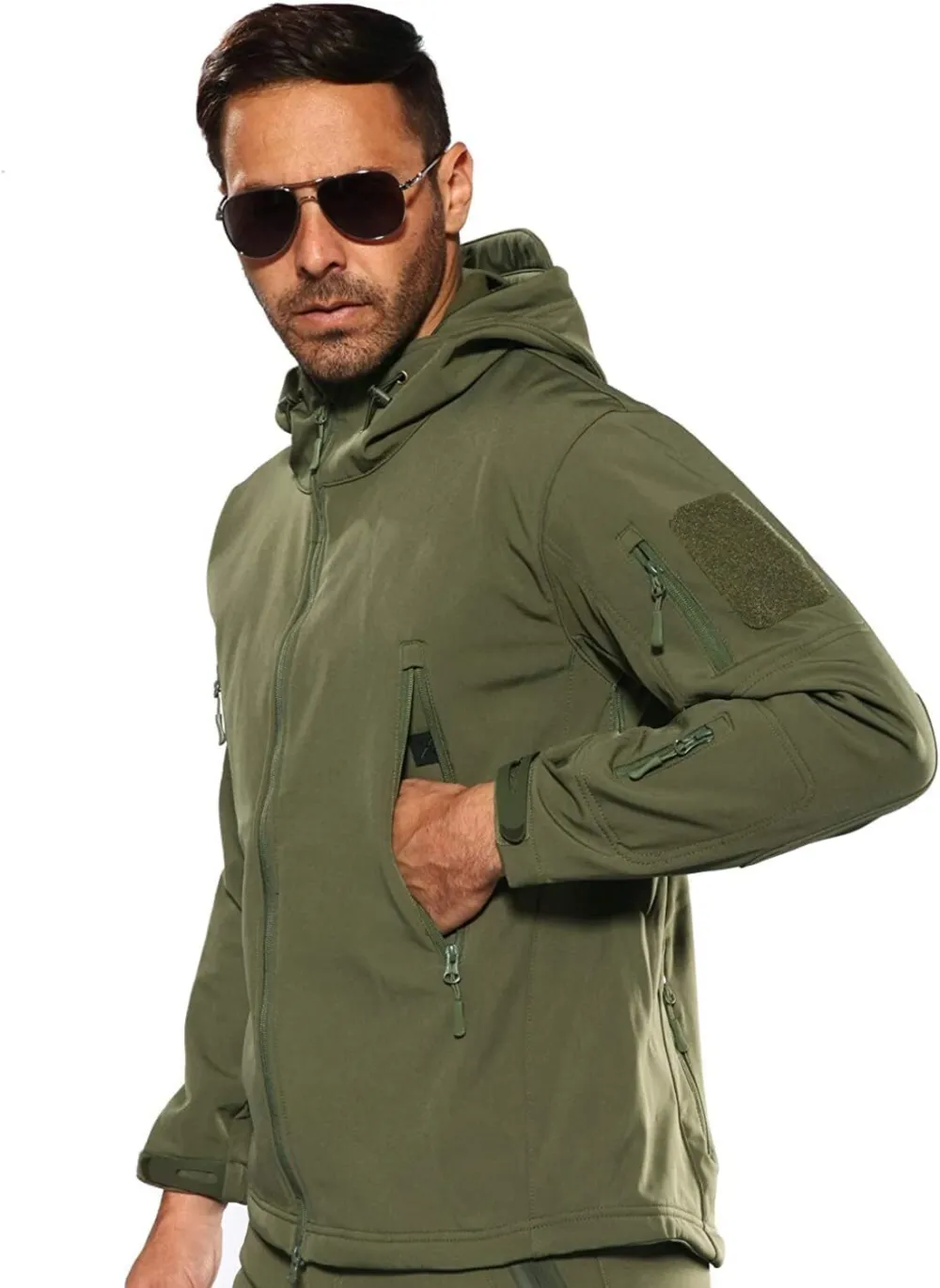 Men's Outdoor Waterproof Soft Shell Hooded Military Tactical Jacket