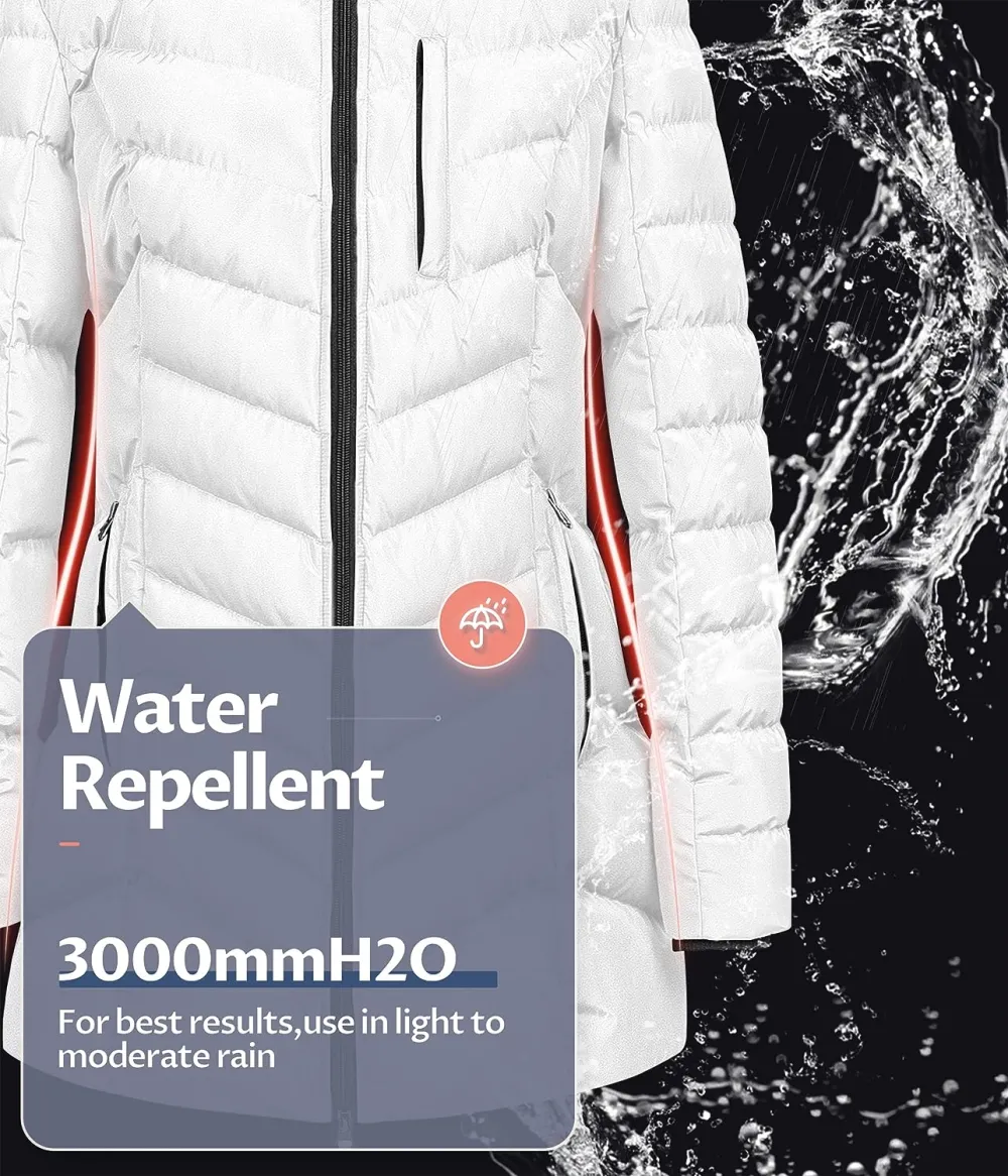 US Women's Winter Hooded Coat Waterproof Warm Long Puffer Jacket Parka