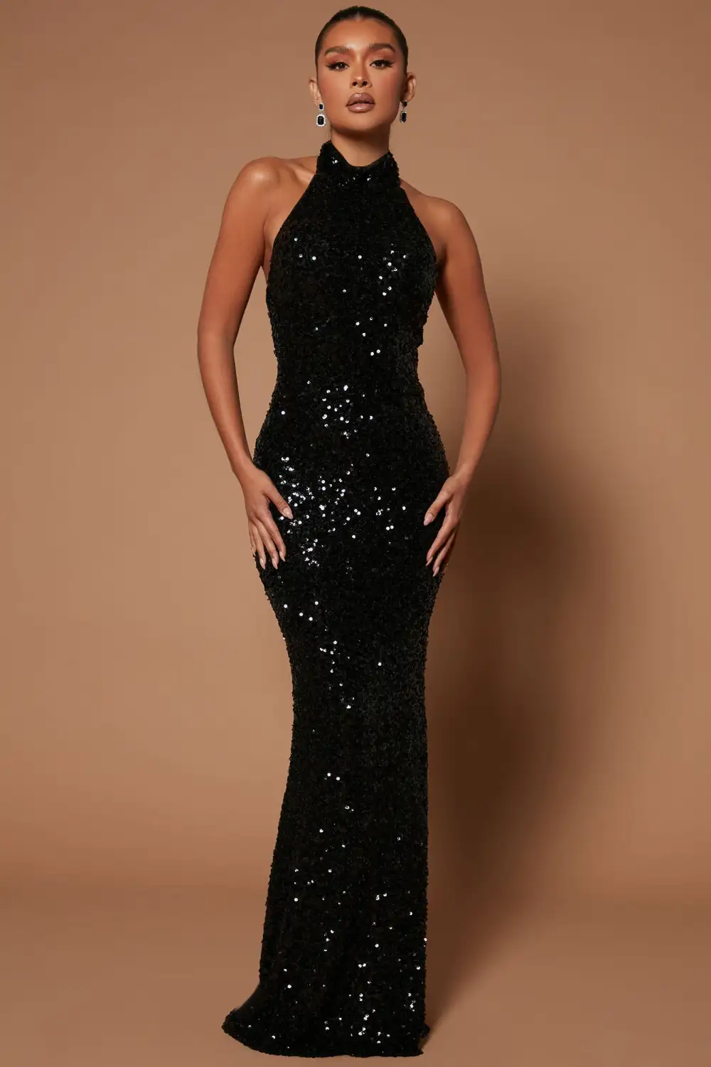 Charlotte Sequin Maxi Dress - Black