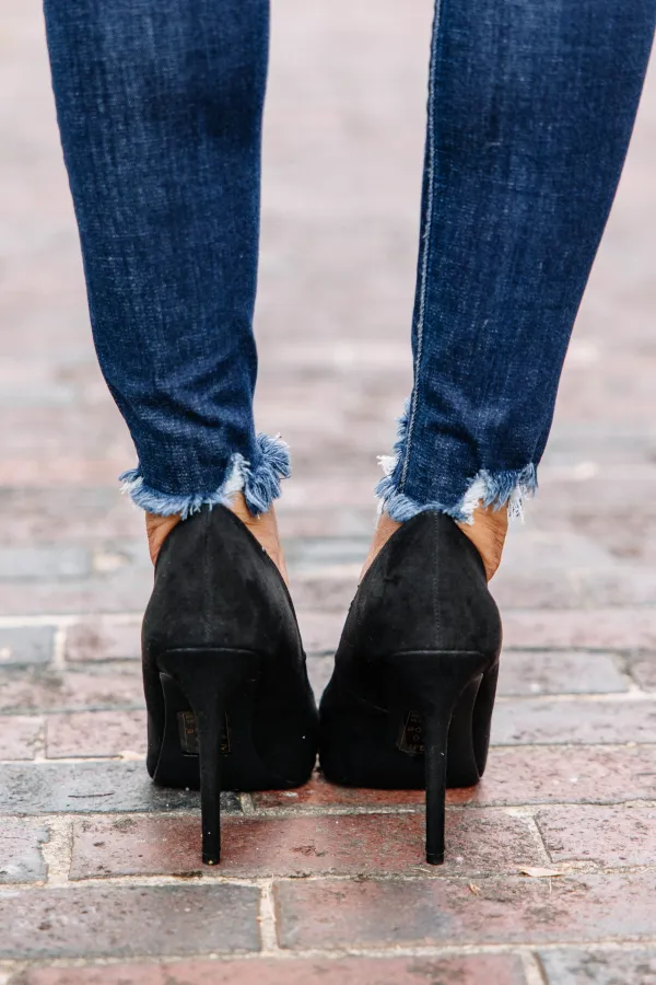 Show Stopper Black Suede Heels