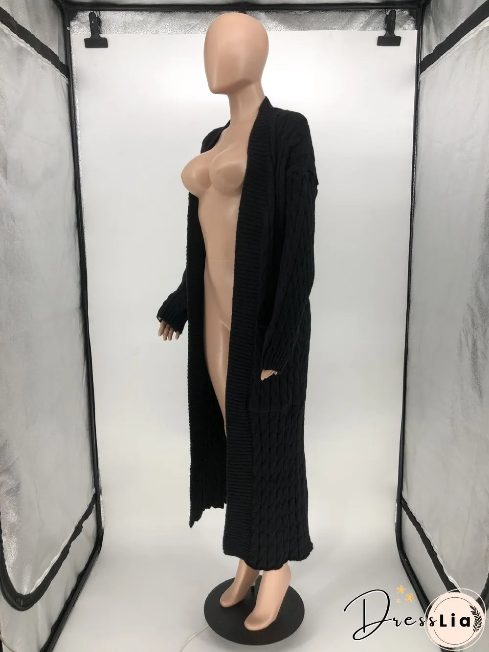 Winter Crochet Loose Long Twist Sweater Cardigan