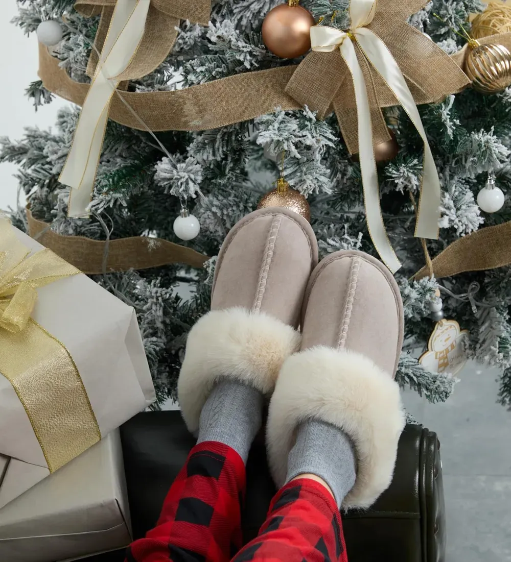 Womens Slipper with Memory Foam Fluffy Soft Warm Slip On House Slippers Anti-Skid Cozy Plush for Indoor Outdoor