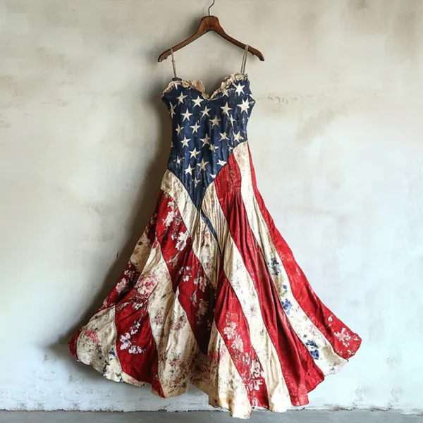 Women's Casual Independence Day Flag Print Dress