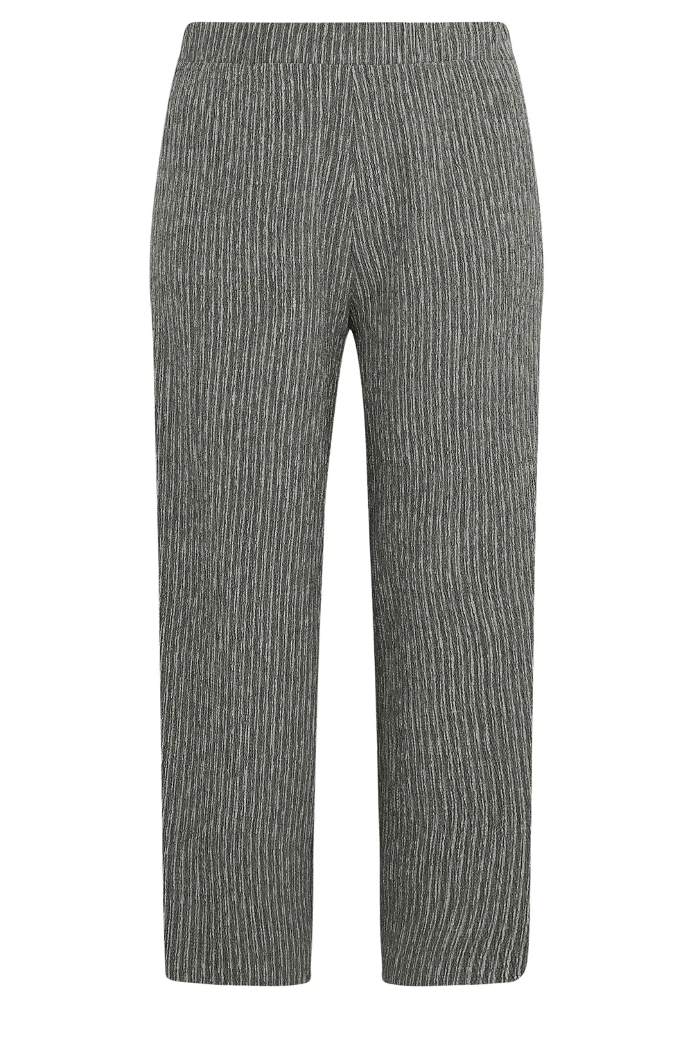 YOURS Curve Grey Stripe Print Textured Wide Leg Trousers