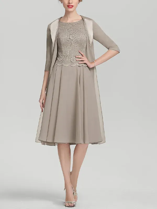 Chiffon Lace A-Line Skirt Chiffon Top Suit