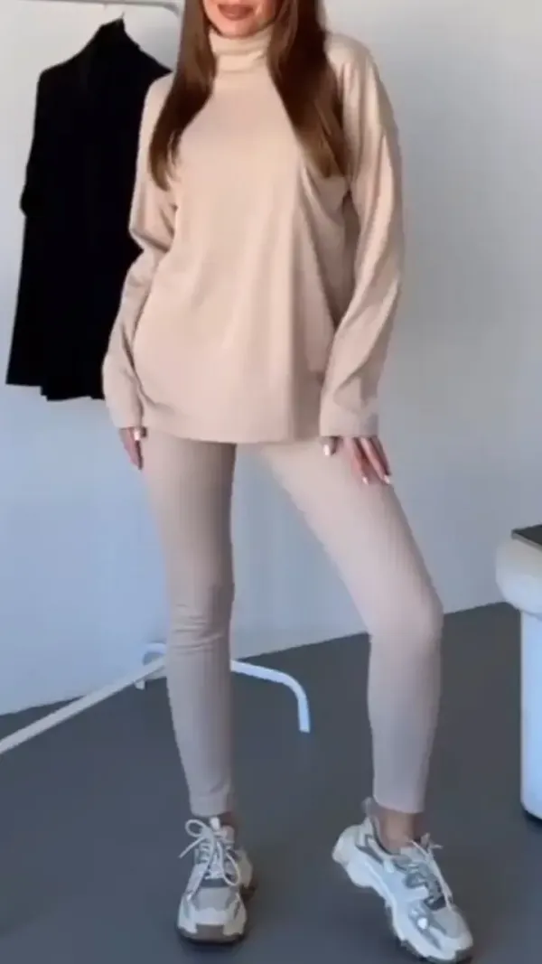 Women's Long Sleeve Solid Color Casual Suit