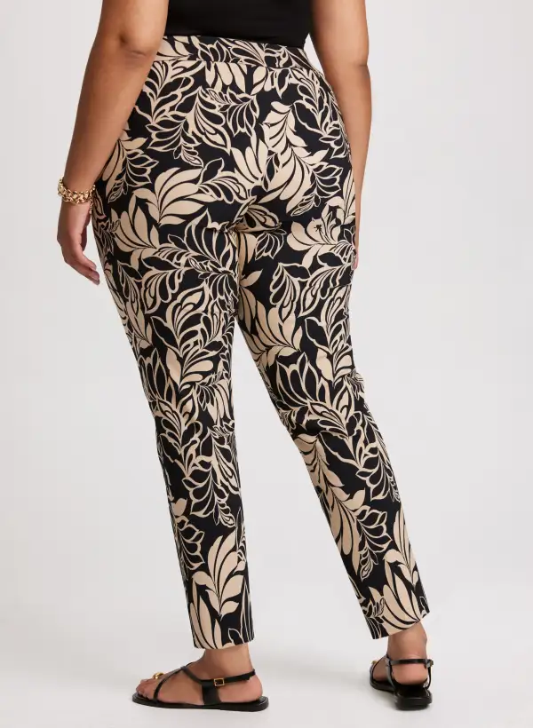Floral Pull-On Ankle Pants