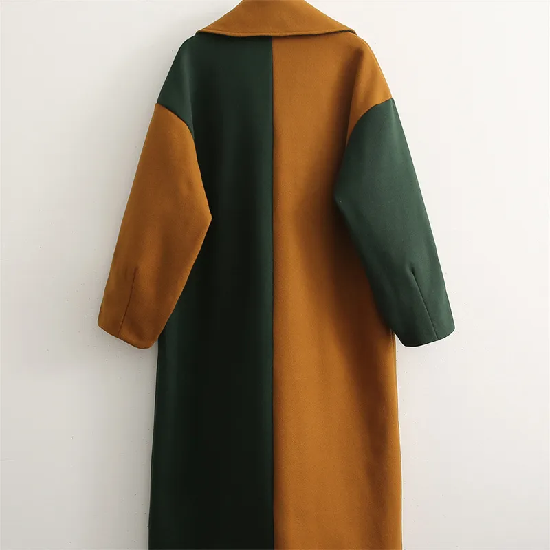 Two Tone Front Buttons Lapel Coat