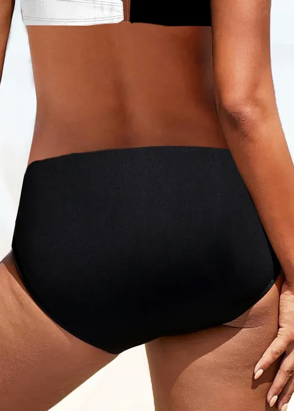 Tie Back Black Contrast Bikini Top