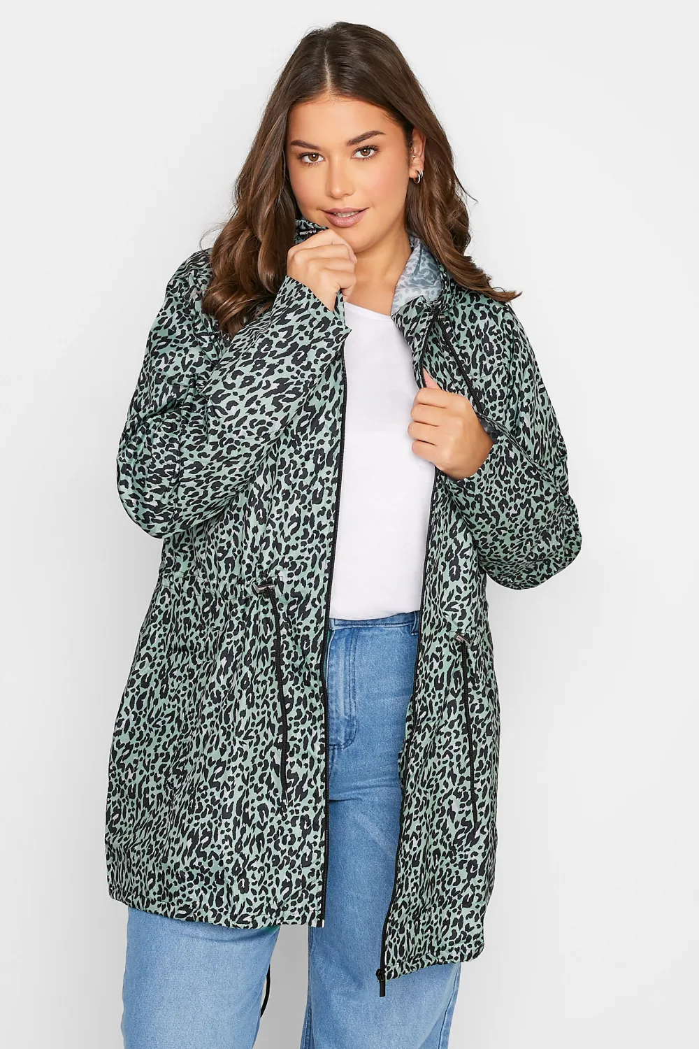 LTS Tall Black Dalmatian Print Pocket Parka