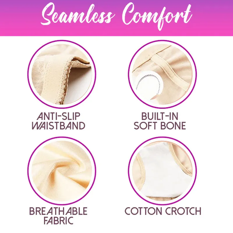 Crossover hip lift reinforced non-rolling non-marking tummy tuck