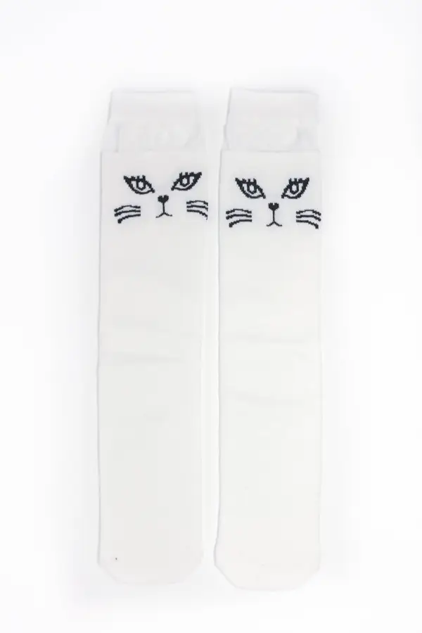 Cat Knee High Socks - Black & White